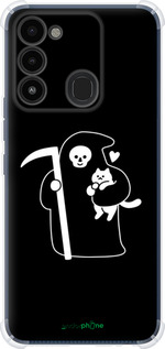 Силикон с усиленными углами чехол Минималистичный арт: смерть и кошка для Tecno Spark 8C KG5k - 6529sp-2680 изображение 