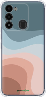 Силикон с усиленными углами чехол С синими и розовыми волнами в стиле ретро для Tecno Spark 8C KG5k - 6532sp-2680 изображение 