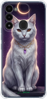 Силикон с усиленными углами чехол Mystic White Cat Gothic Dark Purple Gold для Tecno Spark 8C KG5k - 6805sp-2680 изображение 