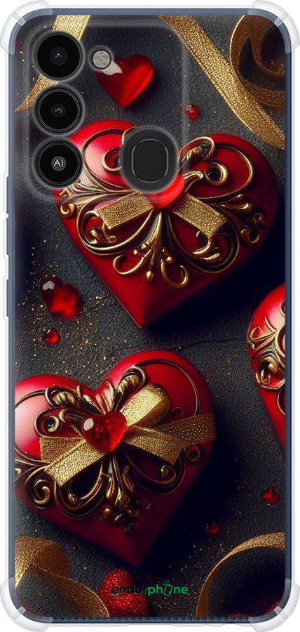 Силикон с усиленными углами чехол Сердечки v4 для Tecno Spark 8C KG5k - 5834sp-2680 изображение 