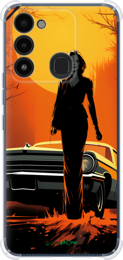 Силикон с усиленными углами чехол Чехол для телефона Девушка возле автомобиля для Tecno Spark 8C KG5k - 5946sp-2680 изображение 