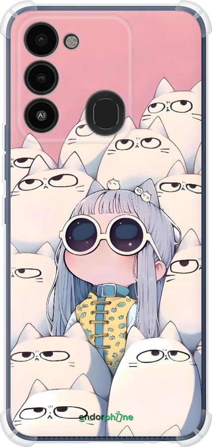 Силикон с усиленными углами чехол Малышка с котами для Tecno Spark Go 2022 KG5m - 6295sp-2638 изображение 