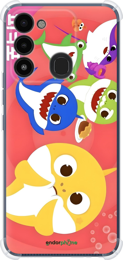 Силикон с усиленными углами чехол Бейби Шаркс для Tecno Spark 8C KG5k - 6305sp-2680 изображение 