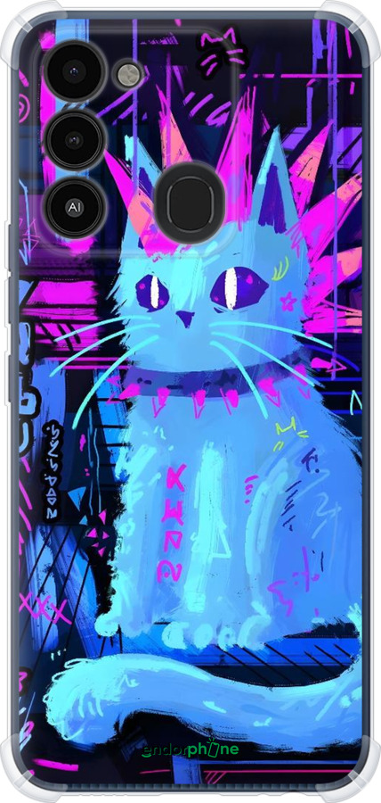 Силіконовий протиударний с посиленими кутами чехол Кіт панк для Tecno Spark 8C KG5k - 6311sp-2680 изображение 