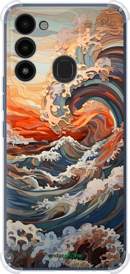 Силикон с усиленными углами чехол Арт волны для Tecno Spark Go 2022 KG5m - 6324sp-2638 изображение 