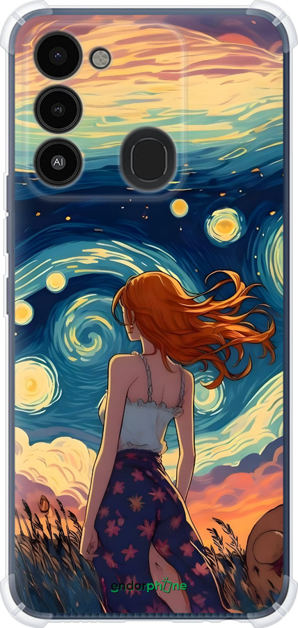 Силіконовий протиударний с посиленими кутами чехол Дівчина Арт для Tecno Spark 8C KG5k - 6325sp-2680 изображение 