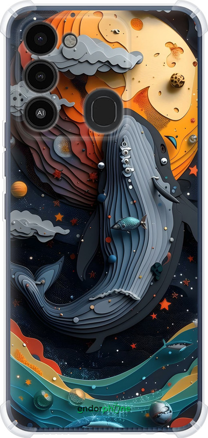 Силіконовий протиударний с посиленими кутами чехол Кит у космосі для Tecno Spark 8C KG5k - 6328sp-2680 изображение 