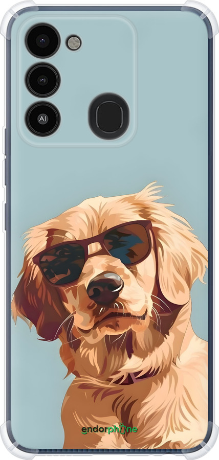 Силикон с усиленными углами чехол Пес в очках для Tecno Spark Go 2022 KG5m - 6381sp-2638 изображение 