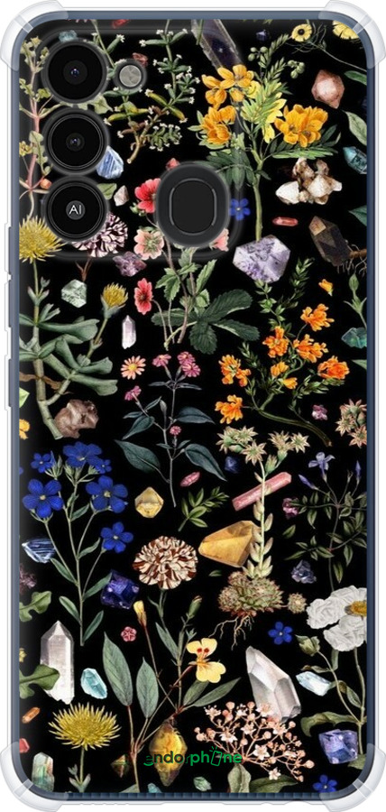 Силикон с усиленными углами чехол С цветами для Tecno Spark Go 2022 KG5m - 6422sp-2638 изображение 