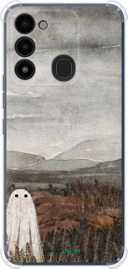 Силіконовий протиударний с посиленими кутами чехол Самотій привид на фоні гір для Tecno Spark Go 2022 KG5m - 6486sp-2638 изображение 