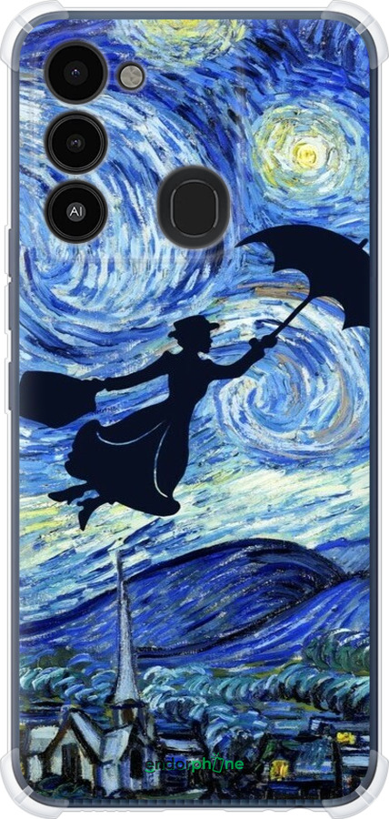 Силикон с усиленными углами чехол С изображением Мэри Поппинс «Звездная ночь» для Tecno Spark Go 2022 KG5m - 6487sp-2638 изображение 