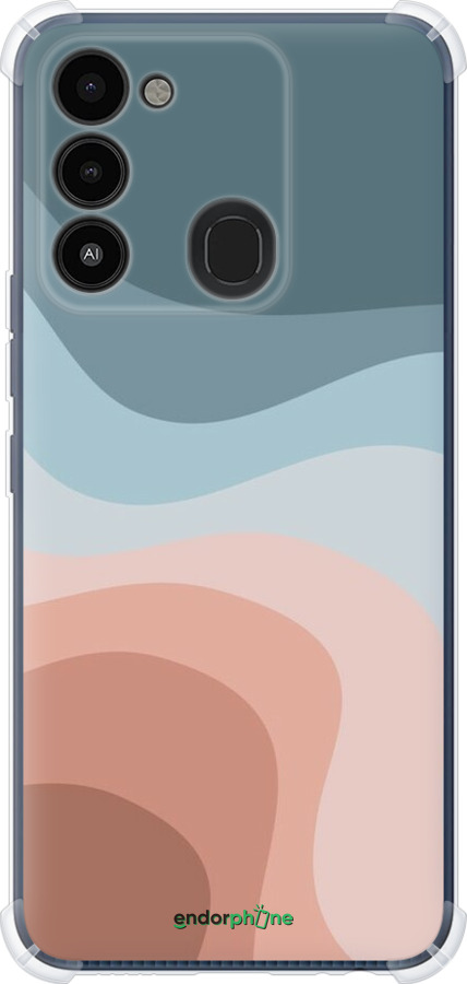 Силикон с усиленными углами чехол С синими и розовыми волнами в стиле ретро для Tecno Spark 8C KG5k - 6532sp-2680 изображение 