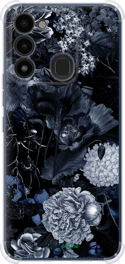 Силикон с усиленными углами чехол Абстрактный цветочный рисунок в синих тонах для Tecno Spark 8C KG5k - 6539sp-2680 изображение 