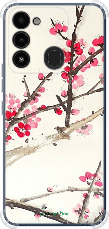 Силіконовий протиударний с посиленими кутами чехол Принт із зображенням цвітіння сакури для Tecno Spark 8C KG5k - 6545sp-2680 изображение 