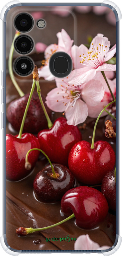 Силіконовий протиударний с посиленими кутами чехол Вишня у шоколаді для Tecno Spark Go 2022 KG5m - 6698sp-2638 изображение 