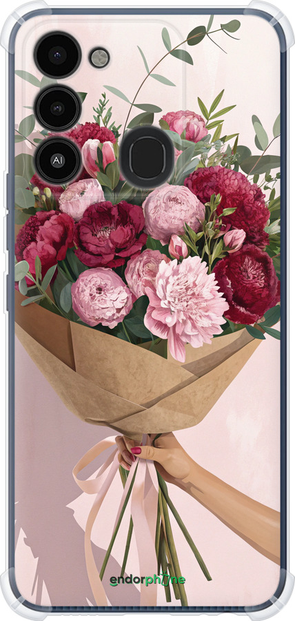 Силикон с усиленными углами чехол Пионы 1 для Tecno Spark Go 2022 KG5m - 6705sp-2638 изображение 