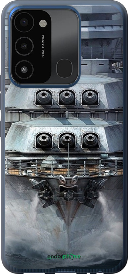 Силиконовый чехол Линкор, world of tanks, wargaming, военный корабль для Tecno Spark Go 2022 KG5m - 6453u-2638 изображение 