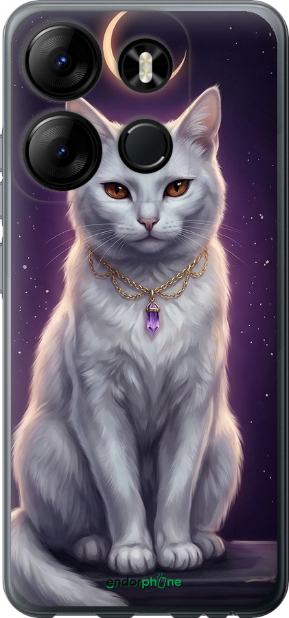 Силиконовый чехол Mystic White Cat Gothic Dark Purple Gold для Infinix Smart 7 - 6805u-3195 изображение 