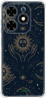 Силикон с усиленными углами чехол Celestial Harmony: Sun & Moon Gold Mystic Pattern для Tecno Spark Go 2024 - 6778sp-3432 изображение 