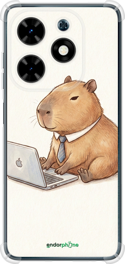 Силіконовий протиударний с посиленими кутами чехол Funny Capybara CEO Working для Tecno Spark Go 2024 - 6777sp-3432 изображение 