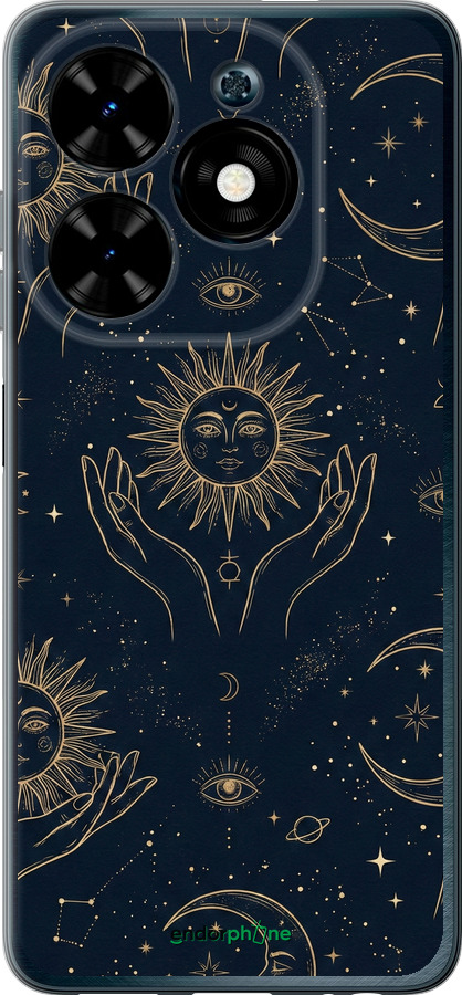 Силіконовий чехол Celestial Harmony: Sun & Moon Gold Mystic Pattern для Tecno Spark Go 2024 - 6778u-3432 изображение 