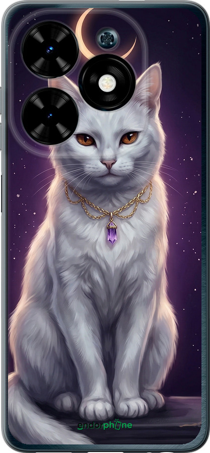 Силиконовый чехол Mystic White Cat Gothic Dark Purple Gold для Tecno Spark Go 2024 - 6805u-3432 изображение 
