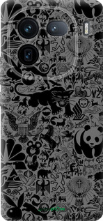 Силіконовий чехол Чорно-сірий стікер бомбінг для Vivo IQOO 12 PRO - 2432u-3420 изображение 