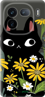 Силиконовый чехол Черный кот с цветами для Vivo IQOO 12 PRO - 6448u-3420 изображение 