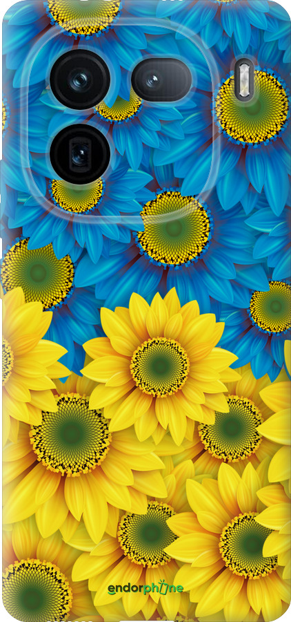 Силиконовый чехол Жёлто-голубые цветы для Vivo IQOO 12 PRO - 1048u-3420 изображение 