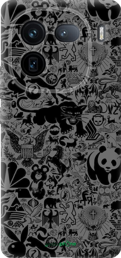 Силіконовий чехол Чорно-сірий стікер бомбінг для Vivo IQOO 12 PRO - 2432u-3420 изображение 