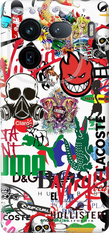 Силиконовый чехол Many different logos для Vivo IQOO 12 PRO - 4022u-3420 изображение 