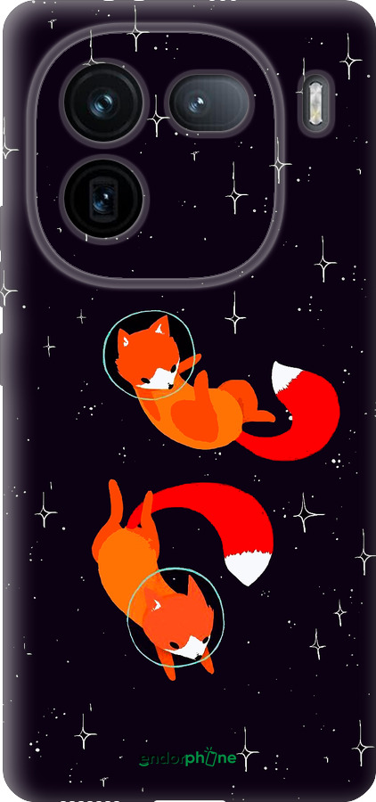 Силиконовый чехол Лисички в космосе для Vivo IQOO 12 PRO - 4519u-3420 изображение 
