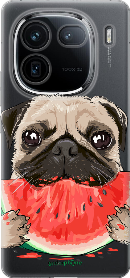 Силіконовий чехол Мопс і кавун для Vivo IQOO 12 PRO - 4665u-3420 изображение 
