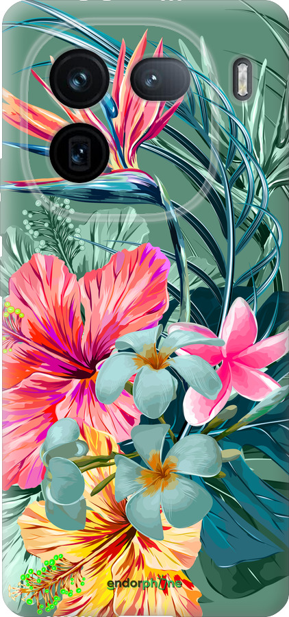 Силиконовый чехол Тропические цветы v1 для Vivo IQOO 12 PRO - 4667u-3420 изображение 