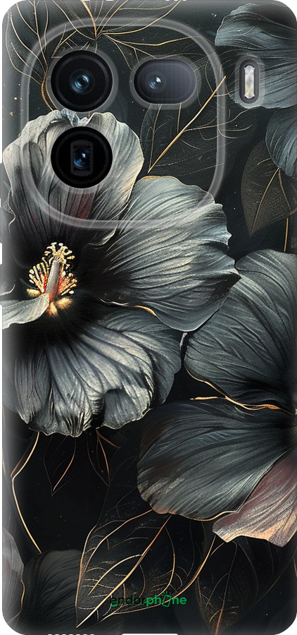Силиконовый чехол Черные цветы для Vivo IQOO 12 PRO - 6031u-3420 изображение 