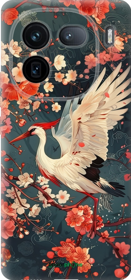Силиконовый чехол Сакура и аист для Vivo IQOO 12 PRO - 6108u-3420 изображение 