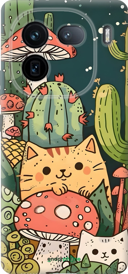 Силиконовый чехол Коты грибы для Vivo IQOO 12 PRO - 6321u-3420 изображение 