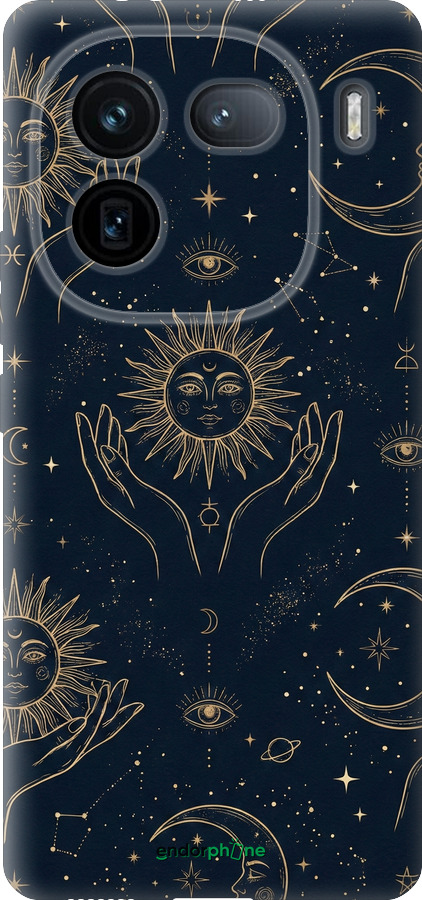 Силиконовый чехол Celestial Harmony: Sun & Moon Gold Mystic Pattern для Vivo IQOO 12 PRO - 6778u-3420 изображение 
