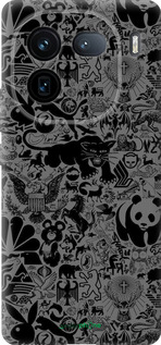 Силиконовый чехол Чёрно-серый стикер бомбинг для Vivo iQOO 12 - 2432u-3433 изображение 