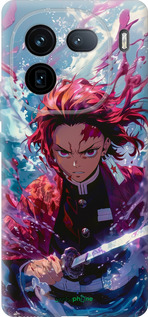 Силиконовый чехол Танджиро Камадо: Клинок рассекающий демонов для Vivo iQOO 12 - 6111u-3433 изображение 