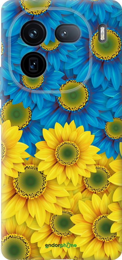 Силиконовый чехол Жёлто-голубые цветы для Vivo iQOO 12 - 1048u-3433 изображение 
