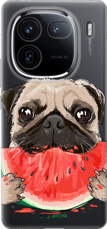 Силиконовый чехол Мопс и арбуз для Vivo iQOO 12 - 4665u-3433 изображение 