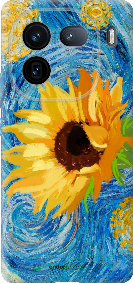 Силиконовый чехол Цветы желто-голубые для Vivo iQOO 12 - 5308u-3433 изображение 