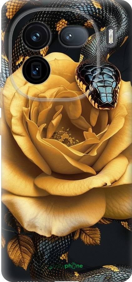 Силиконовый чехол Black snake and golden rose для Vivo iQOO 12 - 6068u-3433 изображение 