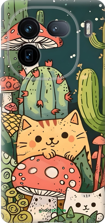 Силіконовий чехол Коти гриби для Vivo iQOO 12 - 6321u-3433 изображение 