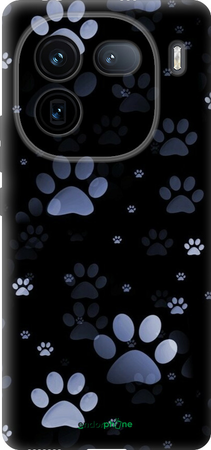 Силиконовый чехол С синими отпечатками лап для Vivo iQOO 12 - 6441u-3433 изображение 