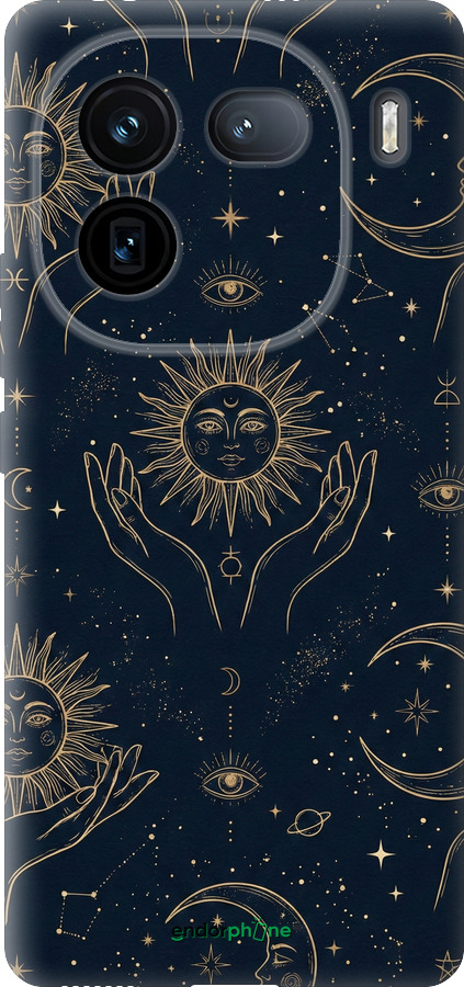 Силиконовый чехол Celestial Harmony: Sun & Moon Gold Mystic Pattern для Vivo iQOO 12 - 6778u-3433 изображение 