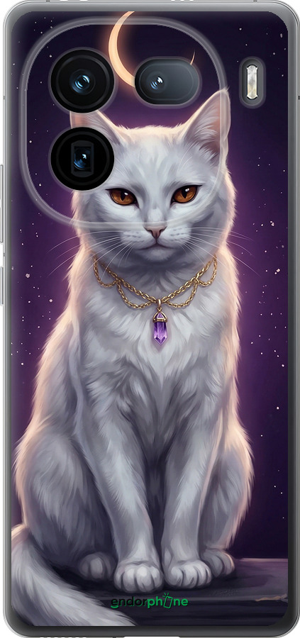 Силиконовый чехол Mystic White Cat Gothic Dark Purple Gold для Vivo iQOO 12 - 6805u-3433 изображение 