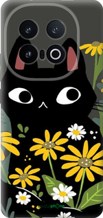Силиконовый чехол Черный кот с цветами для Vivo IQOO 13 - 6448u-3913 изображение 