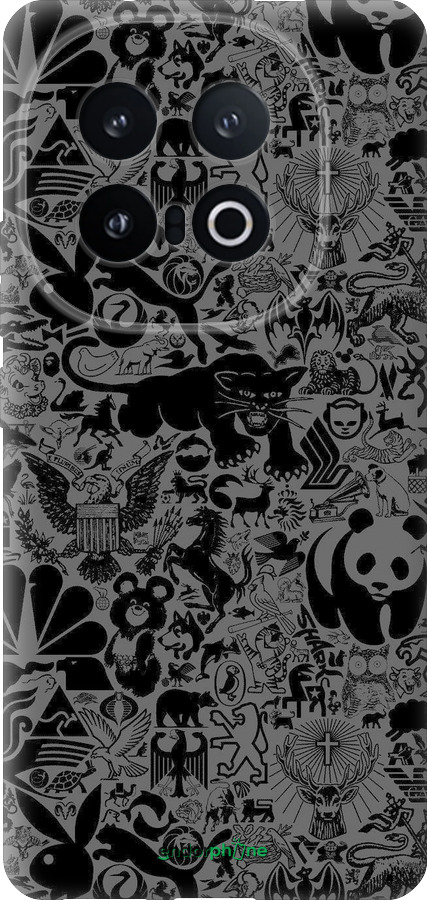 Силиконовый чехол Чёрно-серый стикер бомбинг для Vivo IQOO 13 - 2432u-3913 изображение 